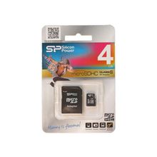 Карта памяти MicroSDHC 4 Gb Silicon Power class 10