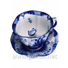 Чайная пара "Лягушка". Гжельский фарфор. арт. 1355