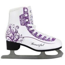 Коньки фигурные для фитнес-катания Senhai Beautiful, PW-215-2, нержавеющая сталь, белый сиреневый, р. 35