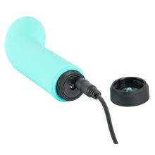  Бирюзовый мини-вибратор с загнутой головкой Power Vibe Curvy - 12 см.