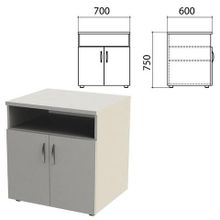 Тумба для оргтехники Этюд, 700х600х750 мм, 2 двери, полка, серый, 400020-03