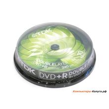 Диски DVD+R 8.5Gb TDK 8x  10 шт  Cake Box  Dual Layer
