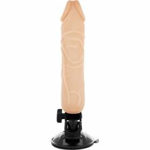 DreamLove Телесный вибромассажер на мощной присоске Basecock Realistic Vibrator - 20 см. (телесный)