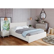 Арника Кровать экокожа Лаура Вайт 1400 с ортопедом, без матраса ID - 301930