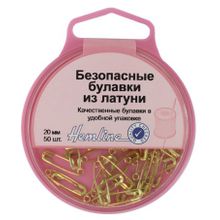 Hemline Булавки безопасные в пластиковом круглом контейнере.