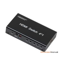 Разветвитель HDMI Switch Orient HS0401, 4-in 1-out, HDMI 1.3, HDTV1080p 1080i 720p, HDCP1.2, пульт ДУ