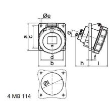 Bals Панельная розетка с наклоном Bals 12824 400 В 32 А 5 полюсов IP67 Quick-Connect серо-красная