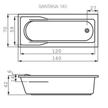 Акриловая ванна Cersanit SANTANA 140 WP-SANTANA*140-W 140х70