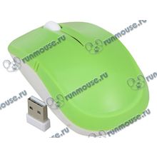 Оптическая мышь Delux "M136", беспров., 2кн.+скр., бело-зеленый (USB) (ret) [134779]