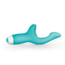  Зеленый вибратор для G-стимуляции с клиторальной щеточкой Yuki G-Spot Vibrator - 19 см.