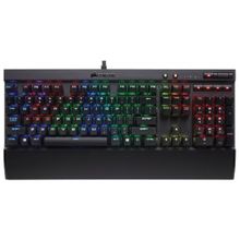 corsair (Игровая клавиатура corsair™ k70 rgb rapidfire, программируемая подсветка всех клавиш (16.8 миллиона цветов),  механические клавиши cherry mx speed, алюминиевый корпус матового черного цвета, сквозной usb-разъем, съемная мягкая подставка для запяс