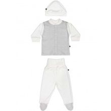 Kiddy bird кофточка, ползунки и шапочка серые точки полоски