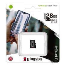 Карта памяти Micro SDXC 128Gb Kingston Class 10 Canvas Select + UHS-I U1 A1, 100 Мб с