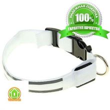 Светящийся ошейник со светоотражателем - 38-40 см, белый