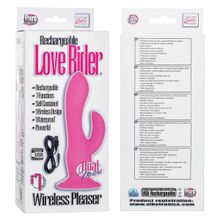 California Exotic Novelties Розовый двухголовый вибратор-насадка Rechargeable Love Rider Wireless Pleaser - 19 см. (розовый)
