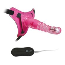 Розовый страпон на трусиках с вибрацией 10Mode Vibrations Harness-G spot Dong - 18,7 см. (42366)