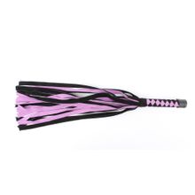 Черно-розовая плеть из замши - 58 см. черный с розовым
