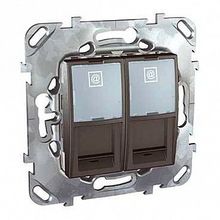 Розетка компьютерная 2xRJ45 Cat.6 UNICA TOP, графит |  код. MGU5.2424.12ZD |  Schneider Electric