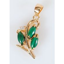 Кулон с малахитом "3 рис 1 циркон"