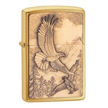 Зажигалка золотистая матовая Zippo Where Eagles Dare Emblem №20854 с покрытием Brushed Brass