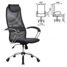 Кресло офисное для руководителя МЕТТА "BK-8CH", ткань-сетка, хром, серое