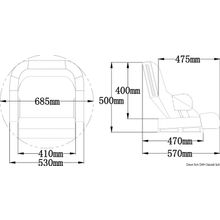 Osculati Ergonomic padded seat w H52R Flip UP bolster, 48.410.07