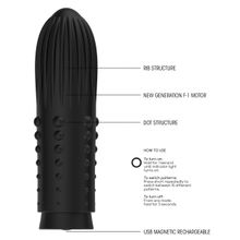 Черная вибропуля Turbo Rechargeable Bullet Lush - 9,8 см. Черный