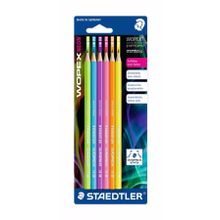 Карандаш чернографитовый Wopex NEON HB, 6 штук (цвет в ассортименте) блистер