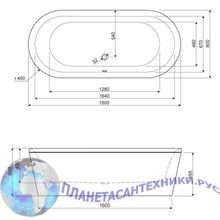 Ванна акриловая отдельностоящая CEZARES METAURO CENTRAL 180х80х40