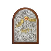Икона святого великомученика Георгия Победоносца, ЮЗЛ (серебро 960*, золочение 750*) в рамке Классика со вставками