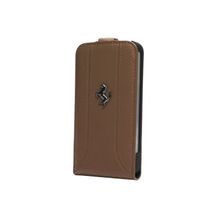 Кожаный чехол Ferrari FF-Collection Flip Case Camel Brown (Коричневый цвет) для iPhone 5