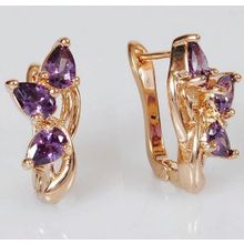 Серьги с аметистом "Трехлистник"