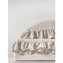 Постельное белье KARNA хлопок "STONEWASH" с оборкой (Евро) цвет пудра