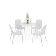 Слайн Обеденная группа SHT-DS199 белоснежная шагрень хром лак белый