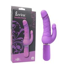 Фиолетовый вибратор Levina Double Penis - 21,5 см. (229547)