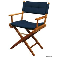 Osculati Teak folding chair blue padded fabric, 71.326.30