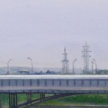 Картина на холсте маслом "Новосибирские мосты"