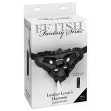 Pipedream Женские трусики с рюшами для крепления страпона Leather Lovers Harness (черный)