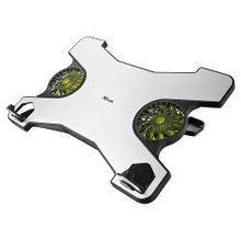 подставка для ноутбука Trust XSTREAM, серебро, 2 вентилятора, аллюминий, 5 ступеней регулировки по высоте, защитные резиновые вставки