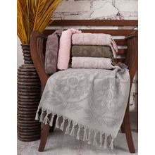 Полотенце DO&CO махровое Жакард с бахромой 70х140 (6 шт.) BARBERRY