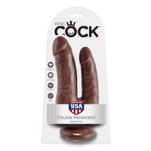 Коричневый анально-вагинальный фаллоимитатор Double Penetrator - 20,9 см. Коричневый