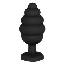 Черная анальная пробка Large Ribbed Diamond Heart Plug - 8 см. (222025)