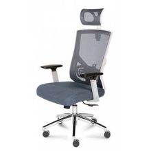 Кресло офисное Гарда серая сетка белый пластик серая сидушка