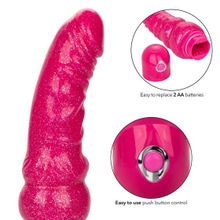 Розовый вибратор-реалистик с блестками Naughty Bits Lady Boner Bendable Personal Vibrator - 20 см. (239654)