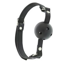 Пластиковый кляп-шар с отверстиями на полиуретановых ремнях BLAZE BREATHABLE BALL GAG Черный