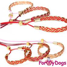 Выставочная ринговка для собак Косичка розовая-золото FMDN13020-2014 P