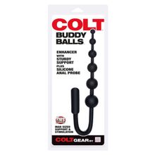 Чёрный анальный стимулятор с кольцом COLT BUDDY BALLS - 18,5 см.