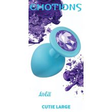 Большая голубая анальная пробка Emotions Cutie Large с фиолетовым кристаллом - 10 см. Фиолетовый