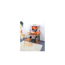 Прямой компьютерный стол D94G6 стёкла оранжевые с блёстками, ножки серебро
