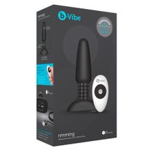 b-Vibe Чёрная вибровтулка с ротацией шариков RIMMING REMOTE CONTROL PLUG BLACK - 15,2 см.